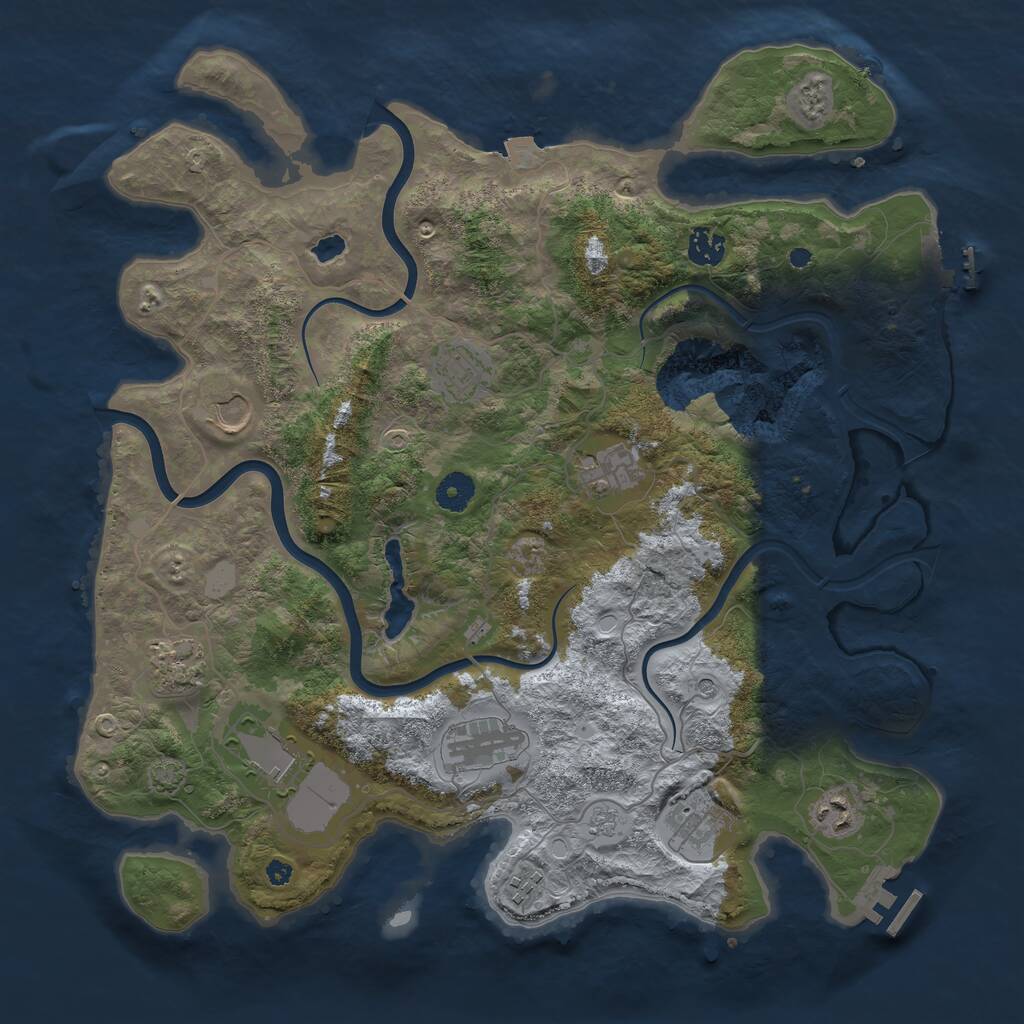 Rust Map: Procedural Map, Size: 4000, Seed: 963042, 16 Monuments