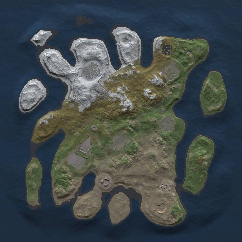 Rust Map: Barren, Size: 3500, Seed: 5590401, 12 Monuments