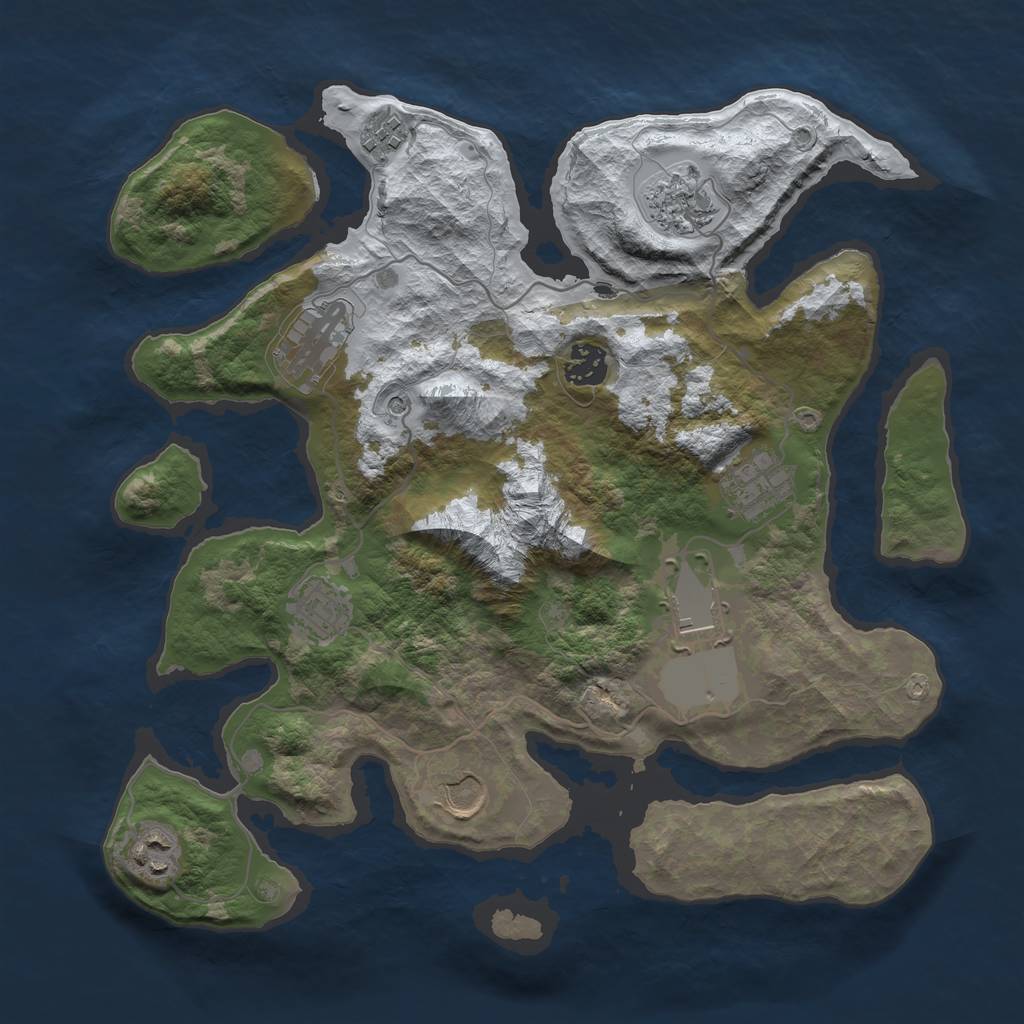 Rust Map: Barren, Size: 3500, Seed: 5266708, 12 Monuments