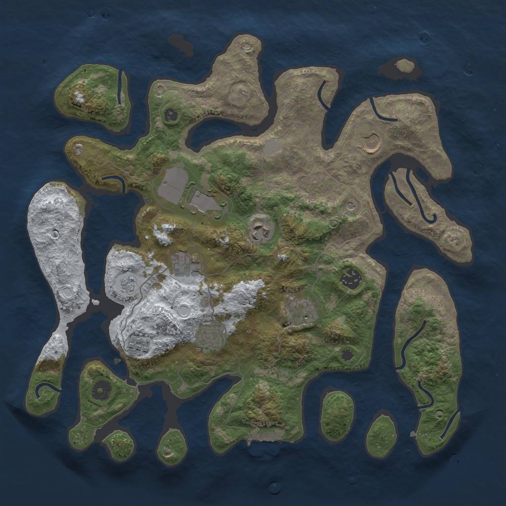 Rust Map: Procedural Map, Size: 3800, Seed: 1535058, 16 Monuments