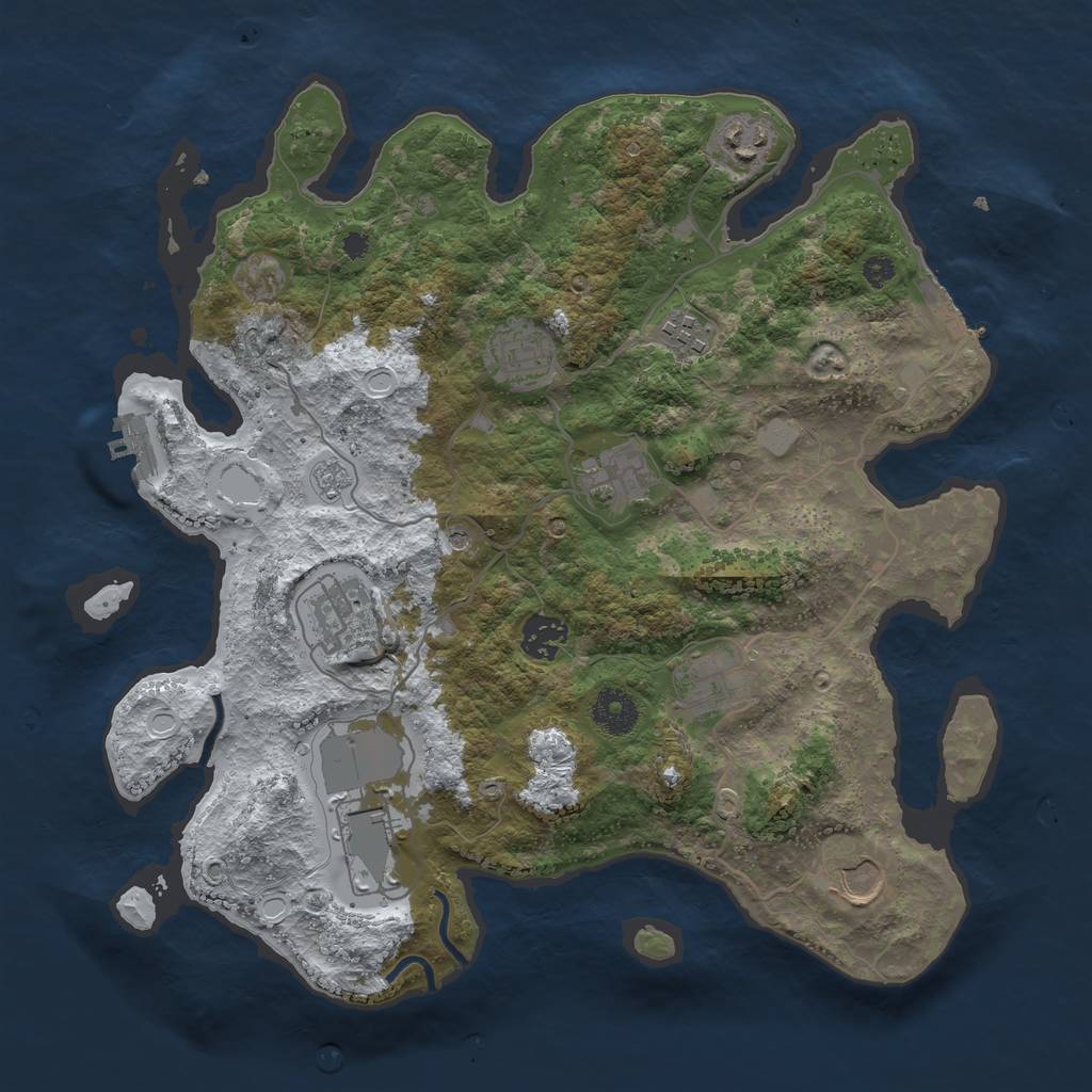 Rust Map: Procedural Map, Size: 3550, Seed: 20315, 18 Monuments