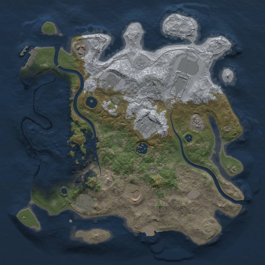Rust Map: Procedural Map, Size: 3500, Seed: 3913800, 13 Monuments