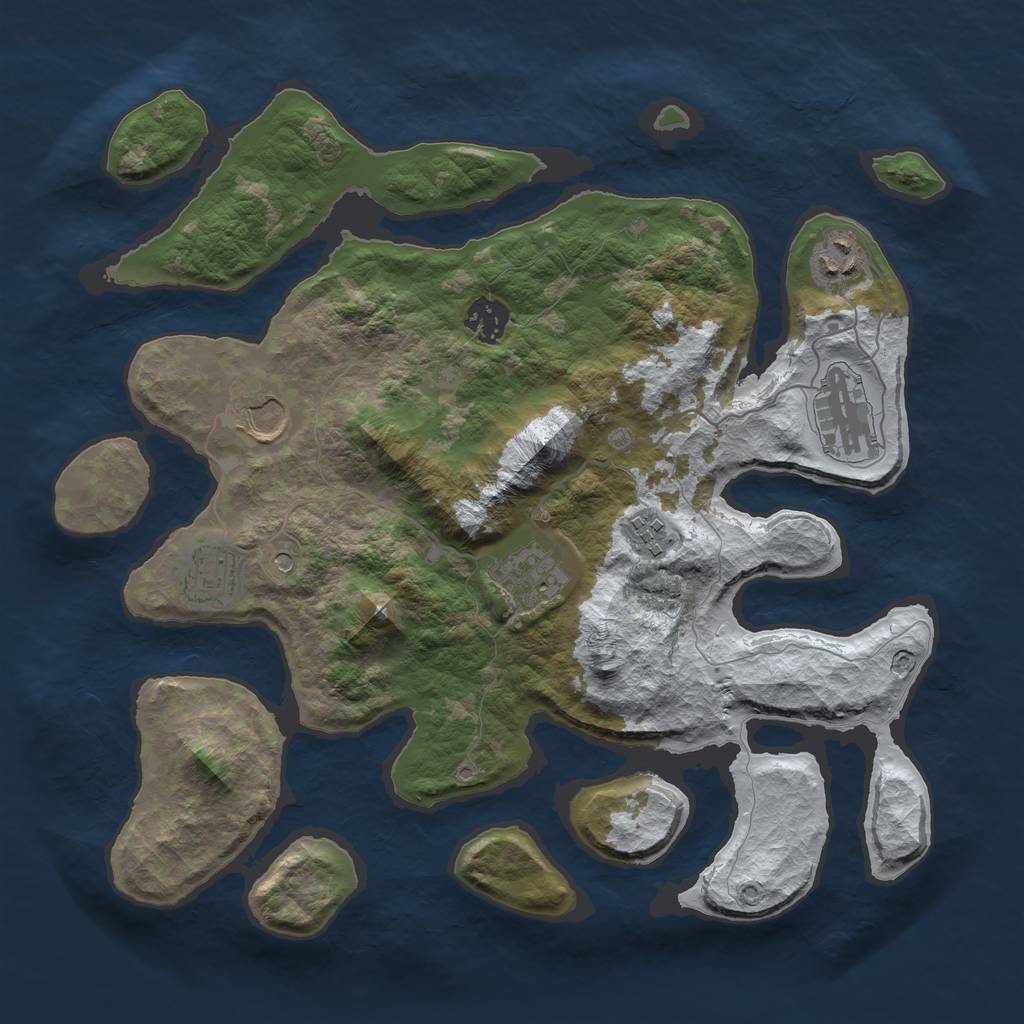 Rust Map: Barren, Size: 3500, Seed: 3170911, 10 Monuments