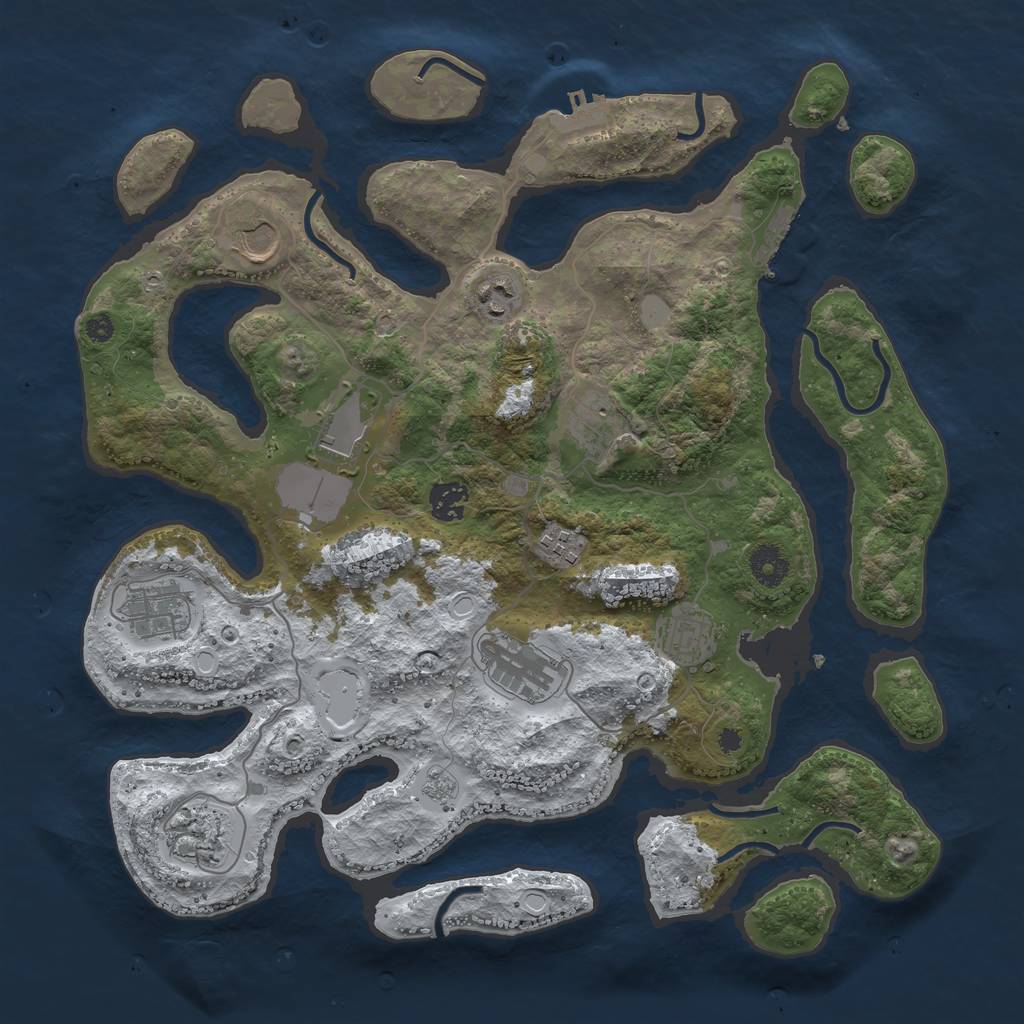 Rust Map: Procedural Map, Size: 3800, Seed: 5280357, 18 Monuments