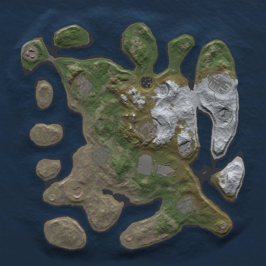 Rust Map: Barren, Size: 3500, Seed: 3826778, 13 Monuments