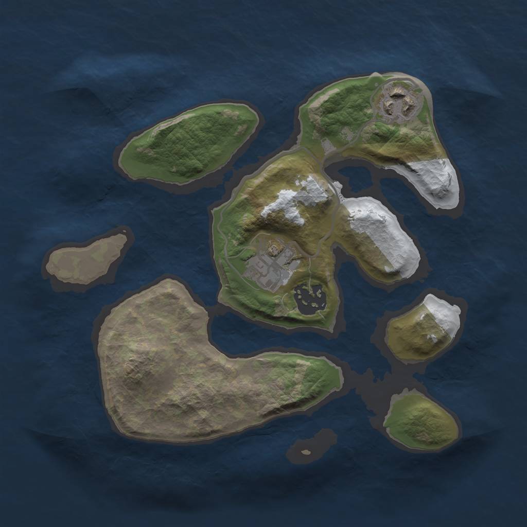 Rust Map: Barren, Size: 2400, Seed: 1337, 5 Monuments
