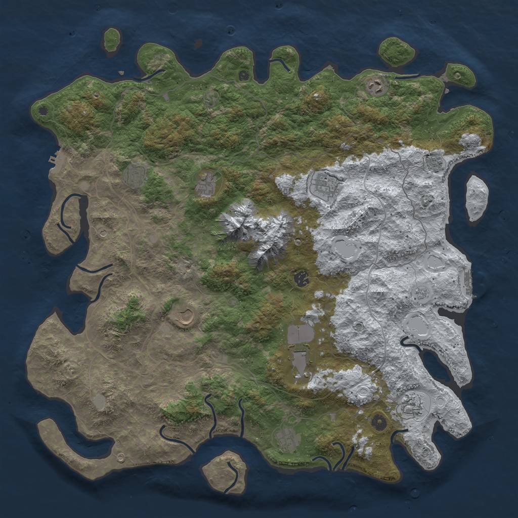 Rust Map: Procedural Map, Size: 5000, Seed: 62350, 19 Monuments