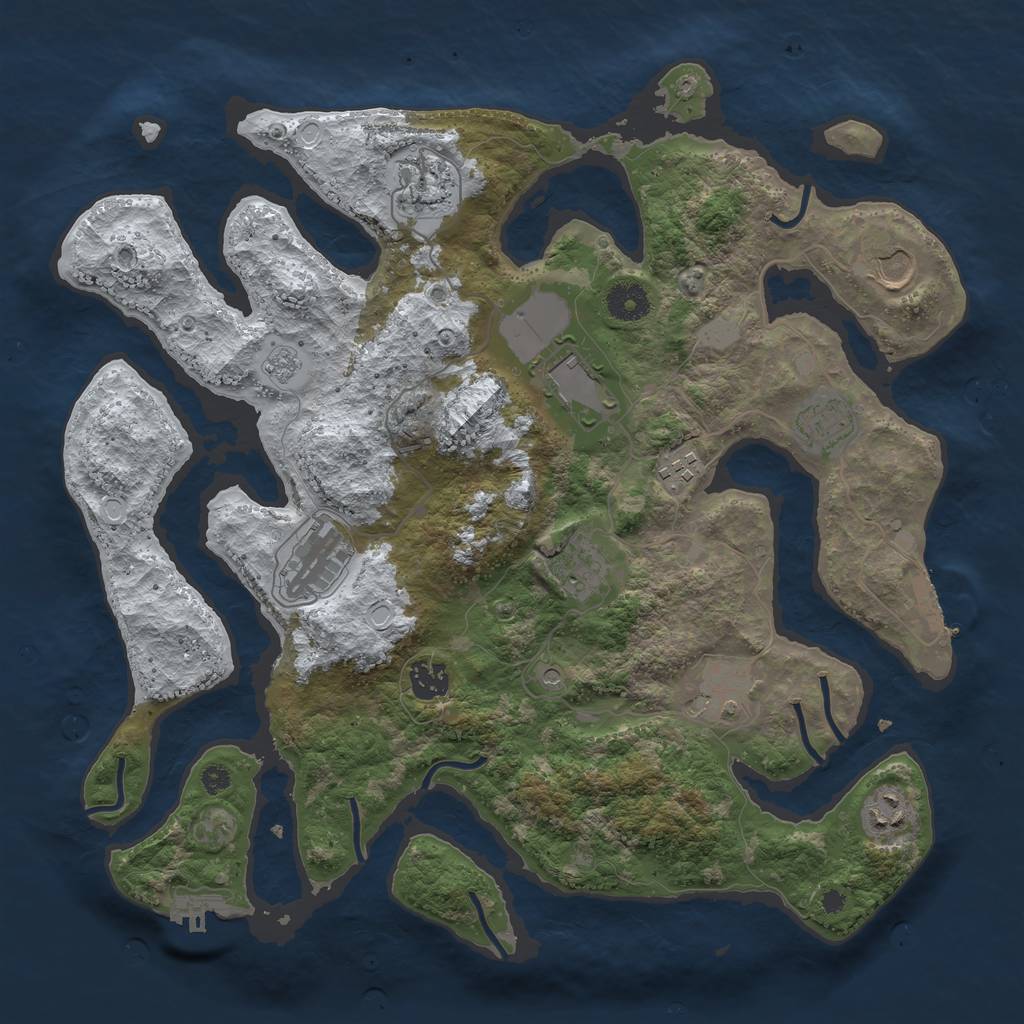 Rust Map: Procedural Map, Size: 3800, Seed: 3562360, 19 Monuments