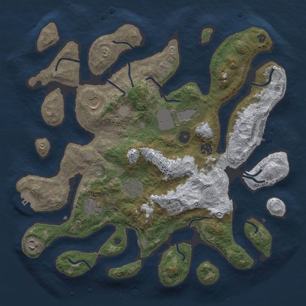 Rust Map: Procedural Map, Size: 3800, Seed: 5684848, 16 Monuments