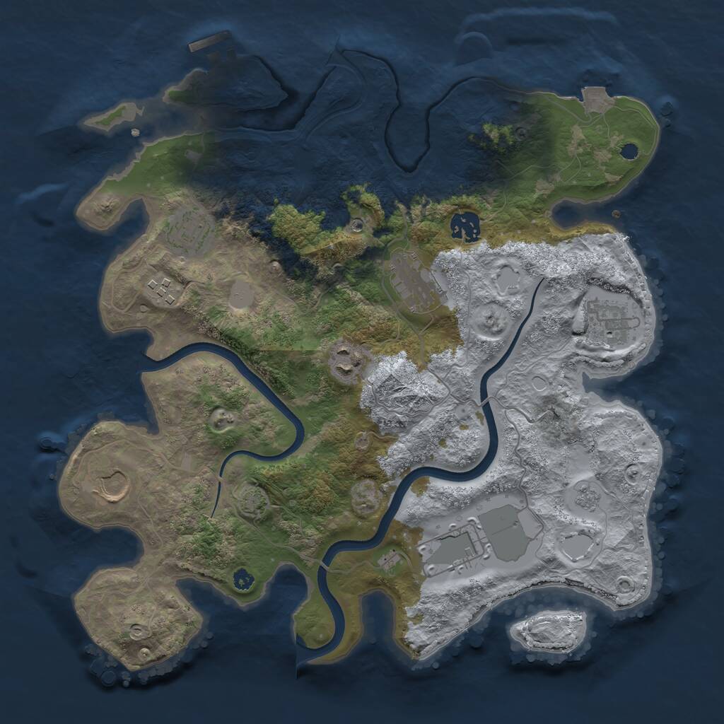 Rust Map: Procedural Map, Size: 3500, Seed: 3697503, 13 Monuments