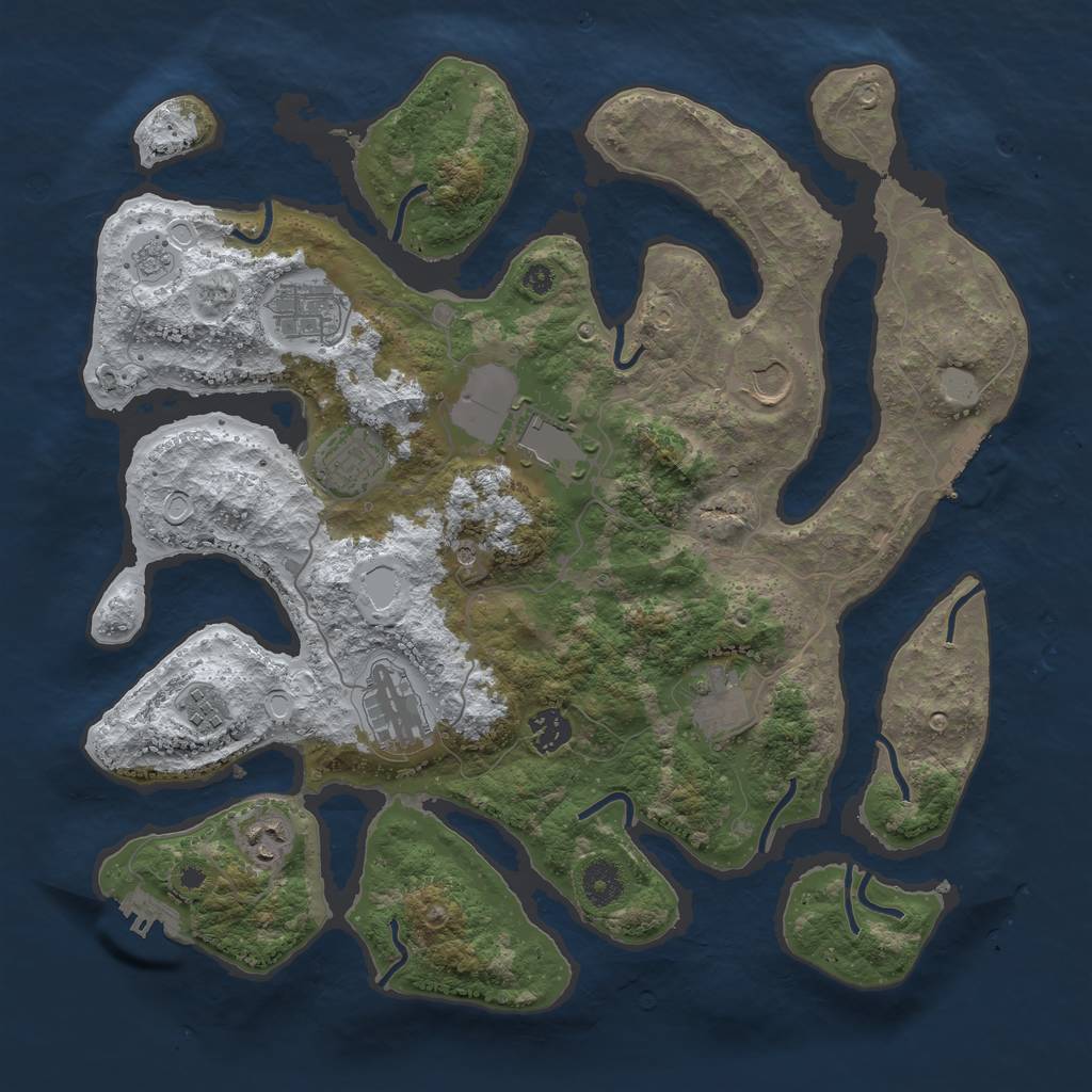 Rust Map: Procedural Map, Size: 3800, Seed: 2660983, 18 Monuments