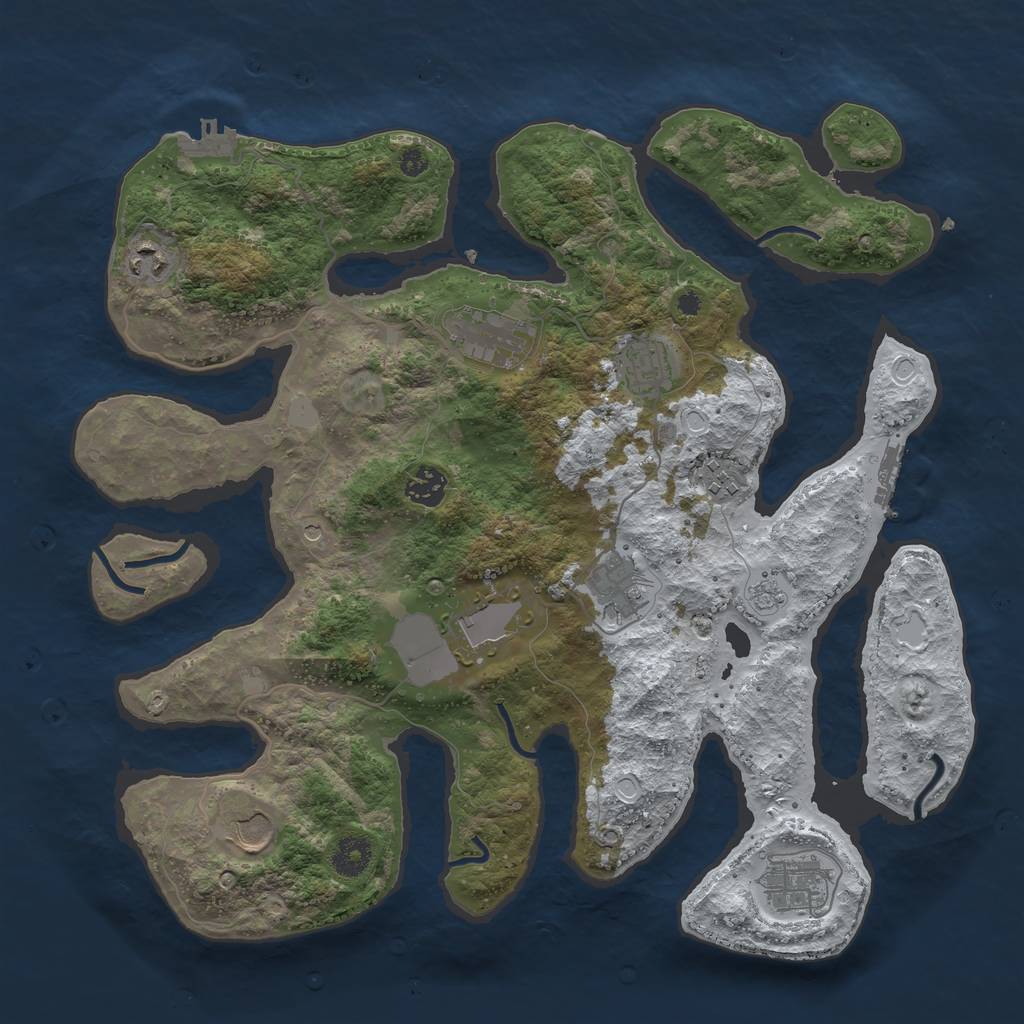 Rust Map: Procedural Map, Size: 3800, Seed: 3731351, 18 Monuments