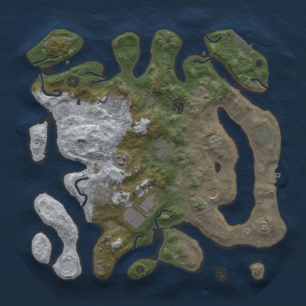 Rust Map: Procedural Map, Size: 3800, Seed: 3170997, 18 Monuments