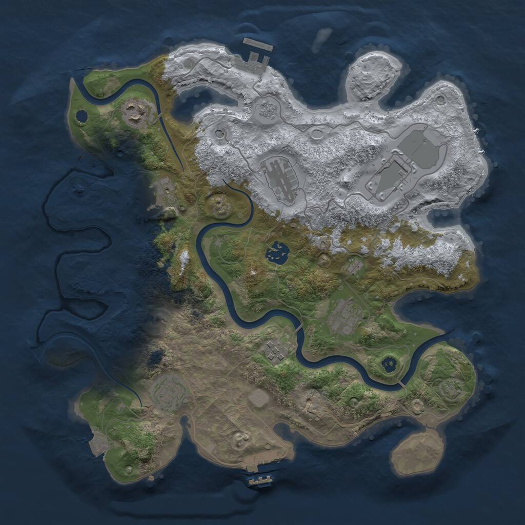 Rust Map: Procedural Map, Size: 3500, Seed: 3426733, 14 Monuments