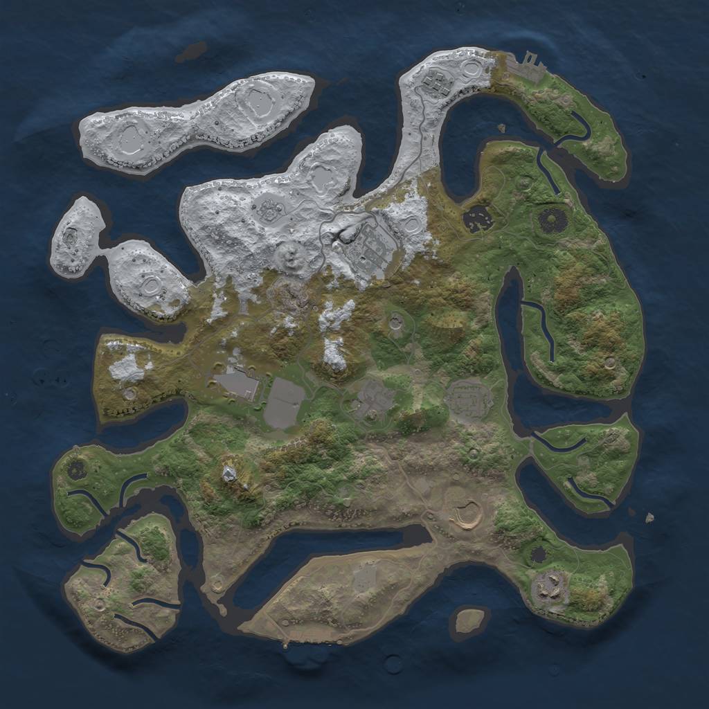 Rust Map: Procedural Map, Size: 3800, Seed: 4738078, 17 Monuments