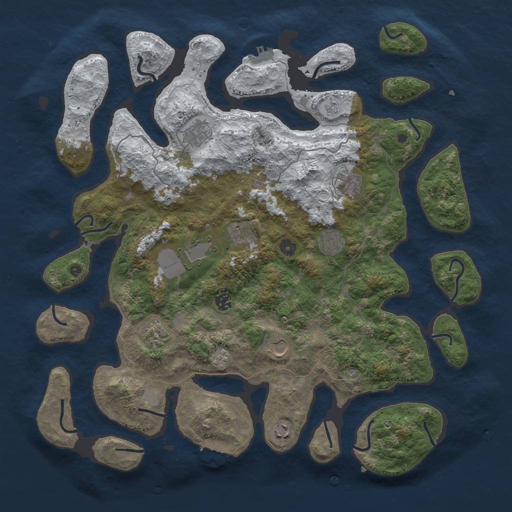 Rust Map: Procedural Map, Size: 4500, Seed: 2514, 19 Monuments