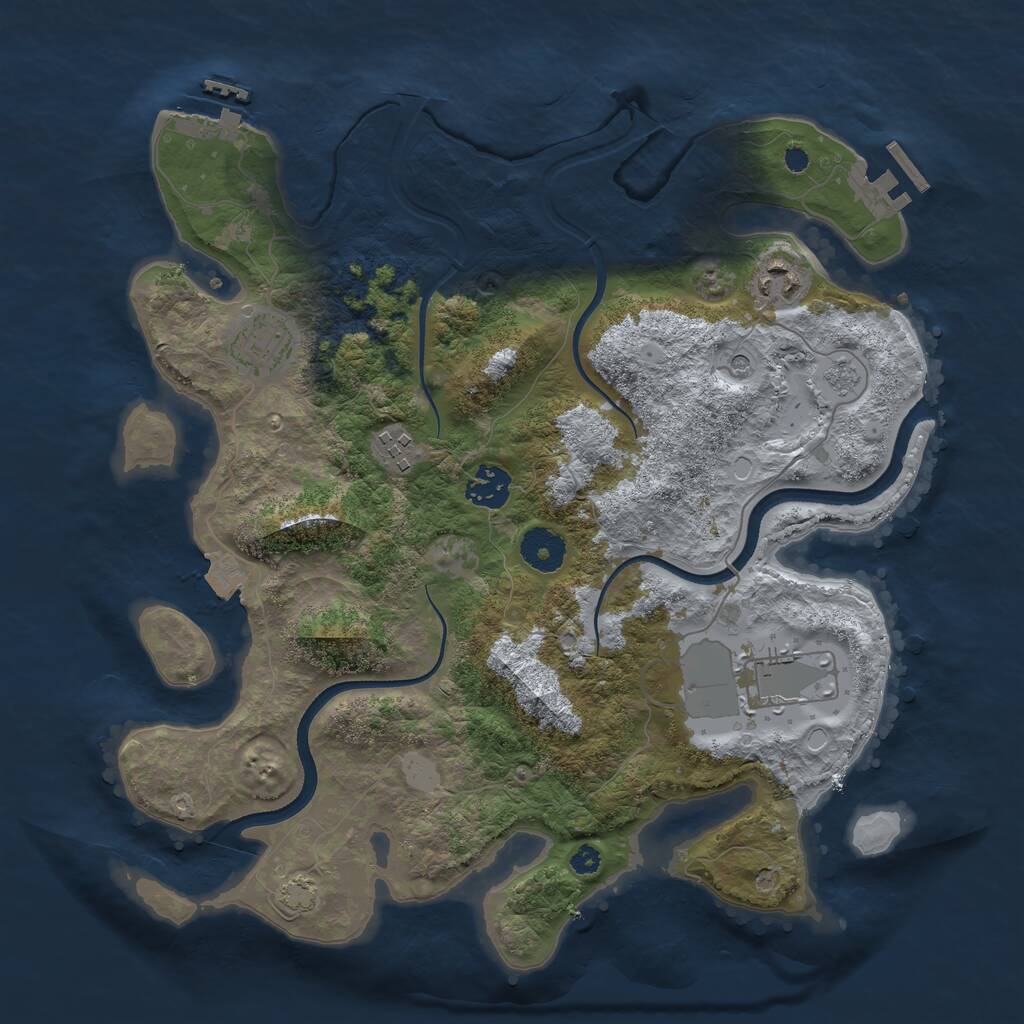 Rust Map: Procedural Map, Size: 3500, Seed: 1241814, 11 Monuments