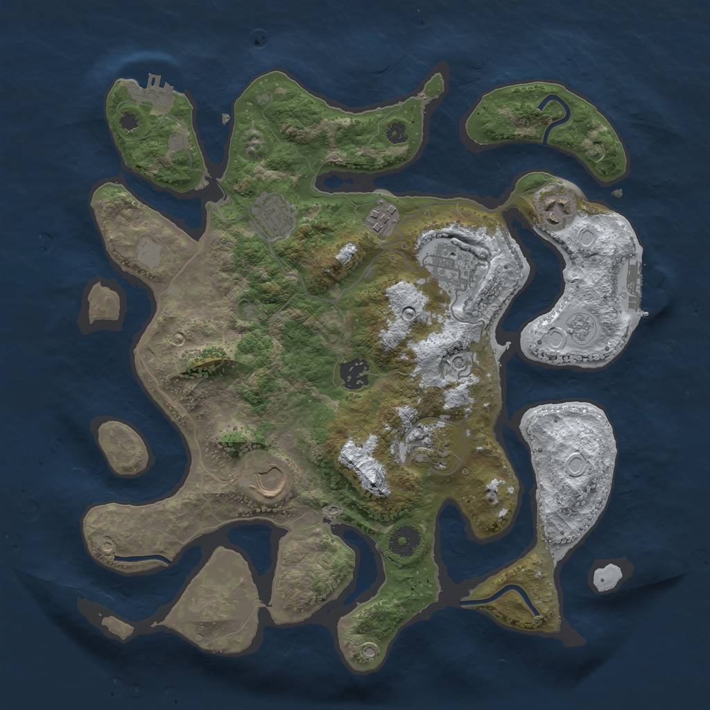 Rust Map: Procedural Map, Size: 3500, Seed: 1241814, 16 Monuments