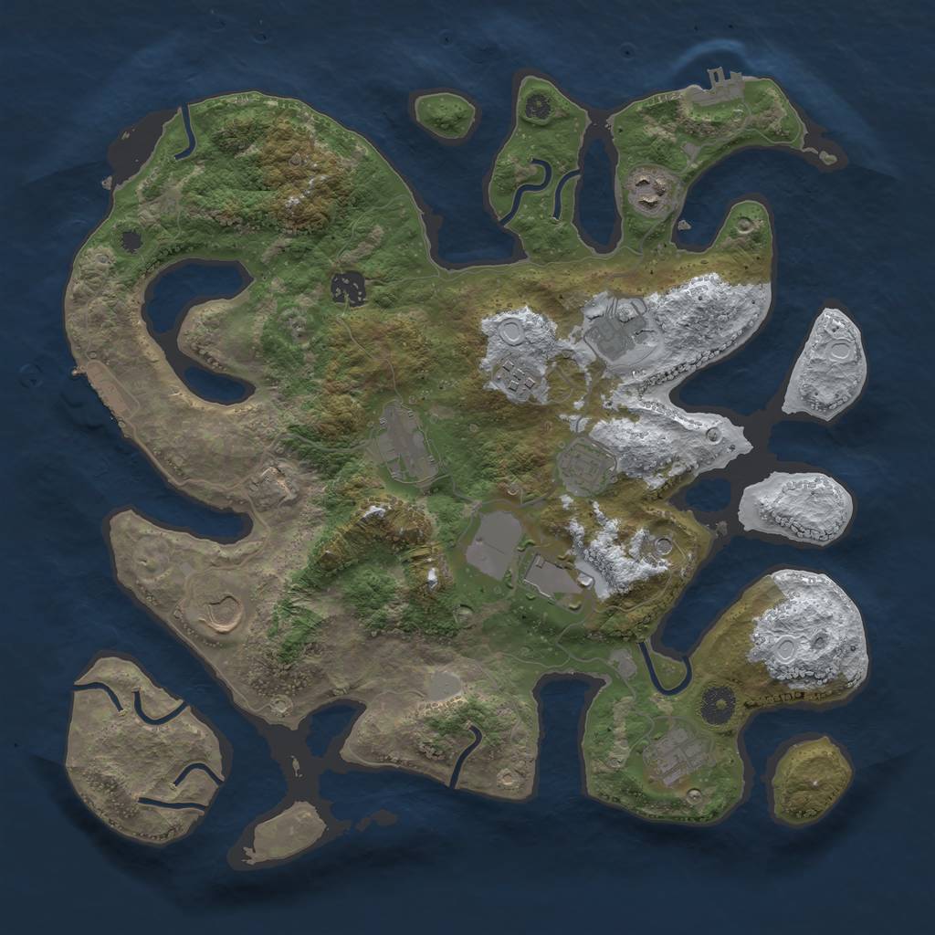 Rust Map: Procedural Map, Size: 3800, Seed: 4960752, 17 Monuments