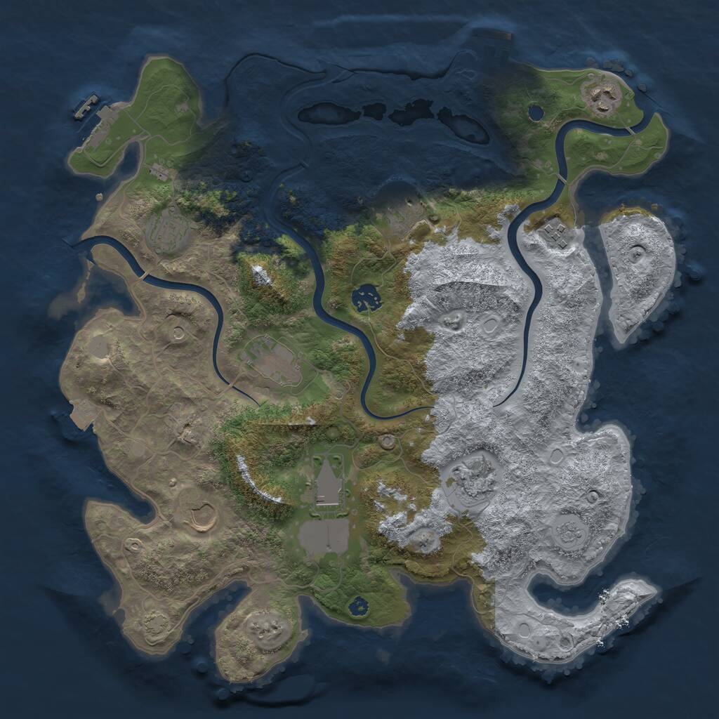 Rust Map: Procedural Map, Size: 3800, Seed: 3913325, 15 Monuments