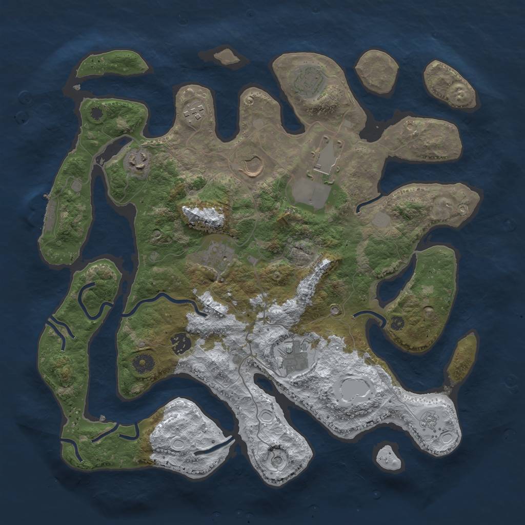 Rust Map: Procedural Map, Size: 3800, Seed: 441695, 16 Monuments