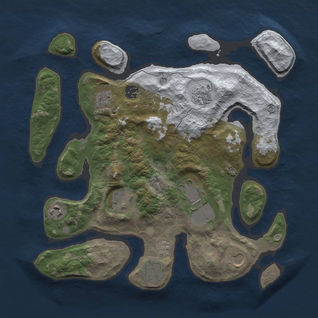 Rust Map: Barren, Size: 3500, Seed: 4601260, 12 Monuments