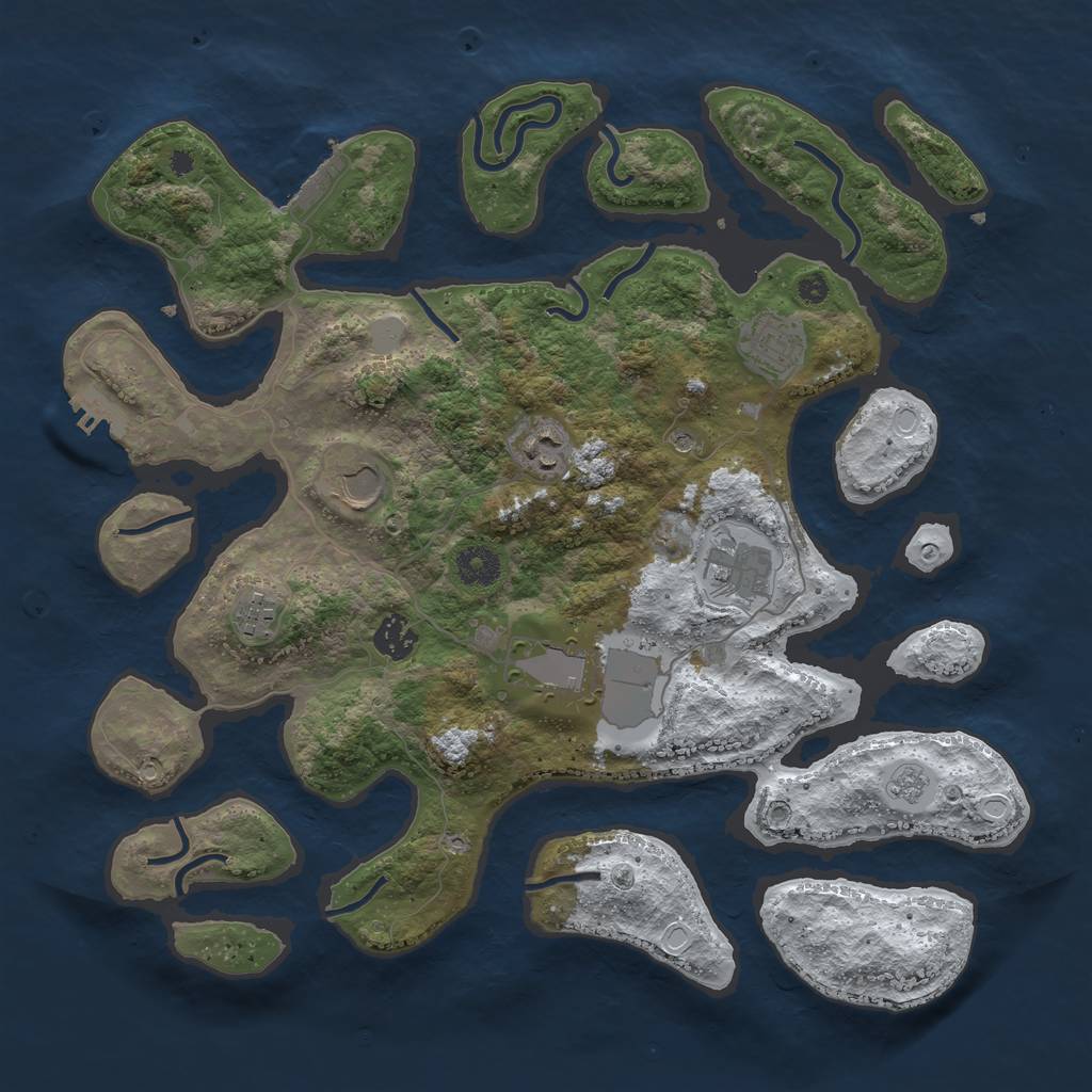 Rust Map: Procedural Map, Size: 3800, Seed: 938509, 16 Monuments
