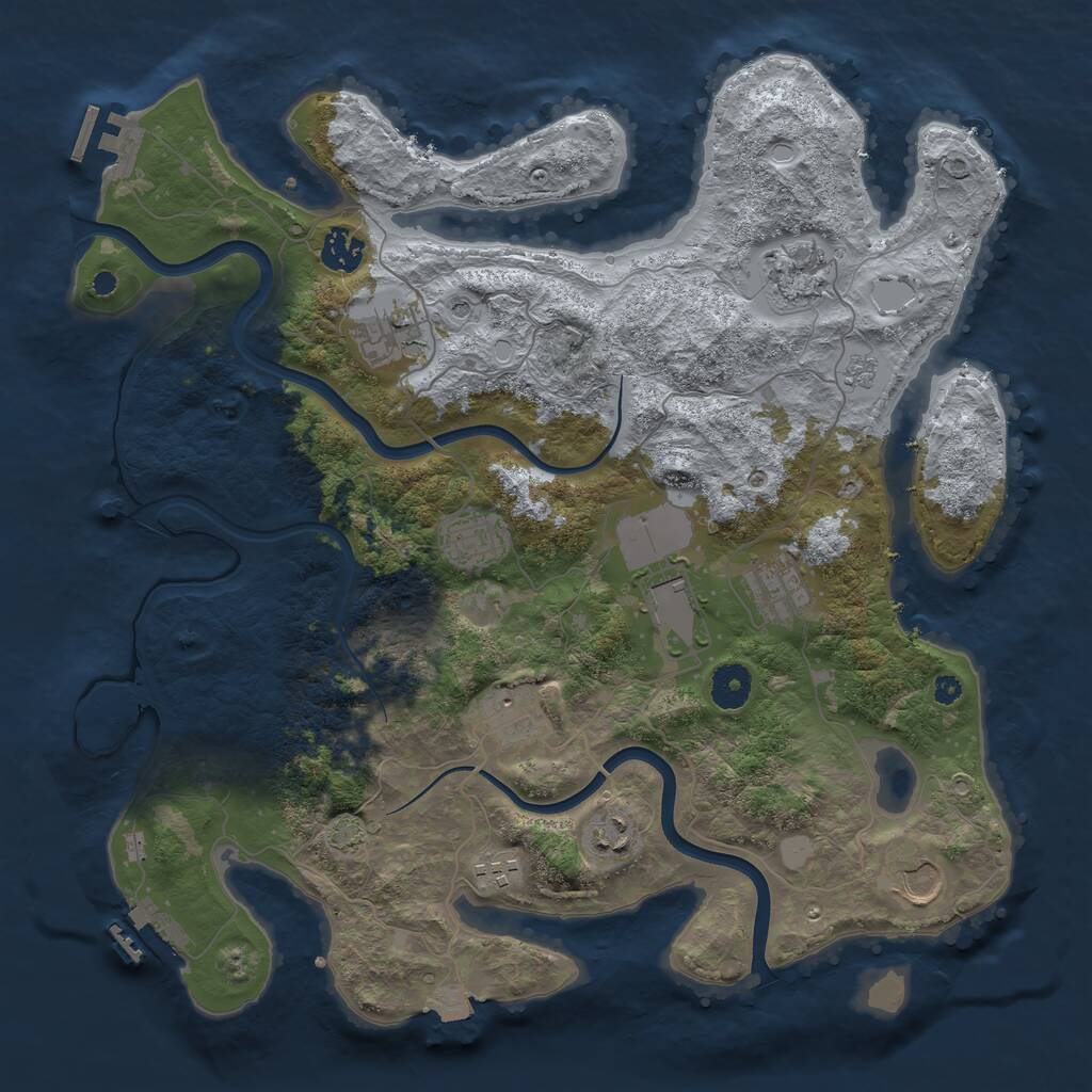 Rust Map: Procedural Map, Size: 3800, Seed: 657092, 16 Monuments