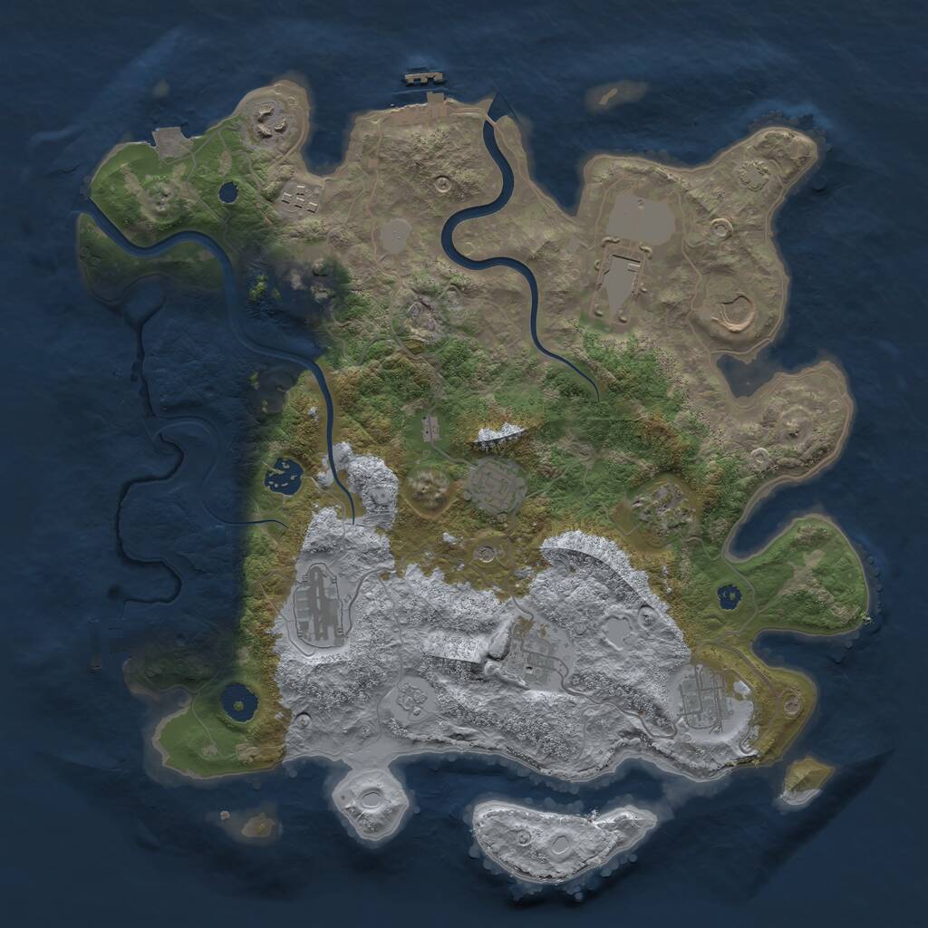 Rust Map: Procedural Map, Size: 3800, Seed: 5952149, 17 Monuments