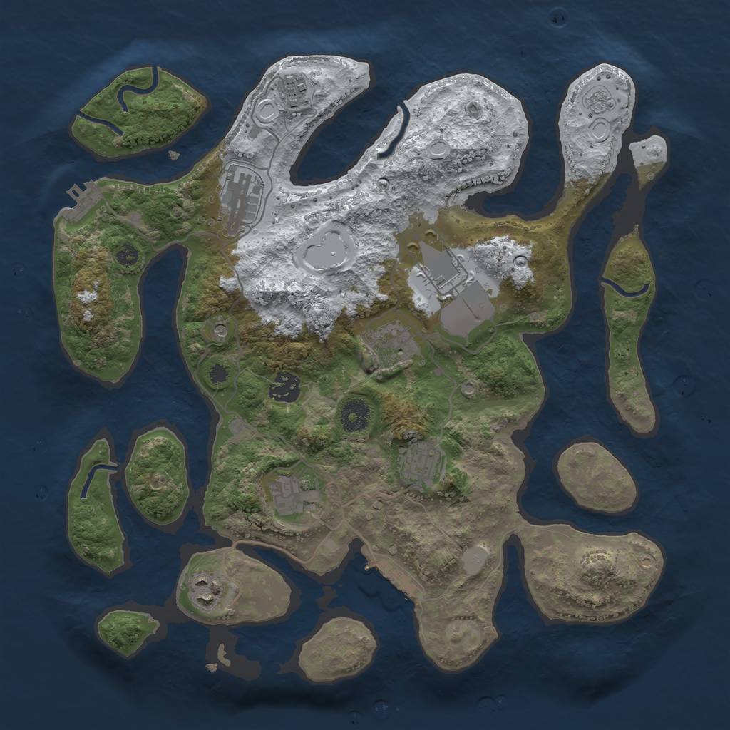 Rust Map: Procedural Map, Size: 3500, Seed: 3717231, 17 Monuments