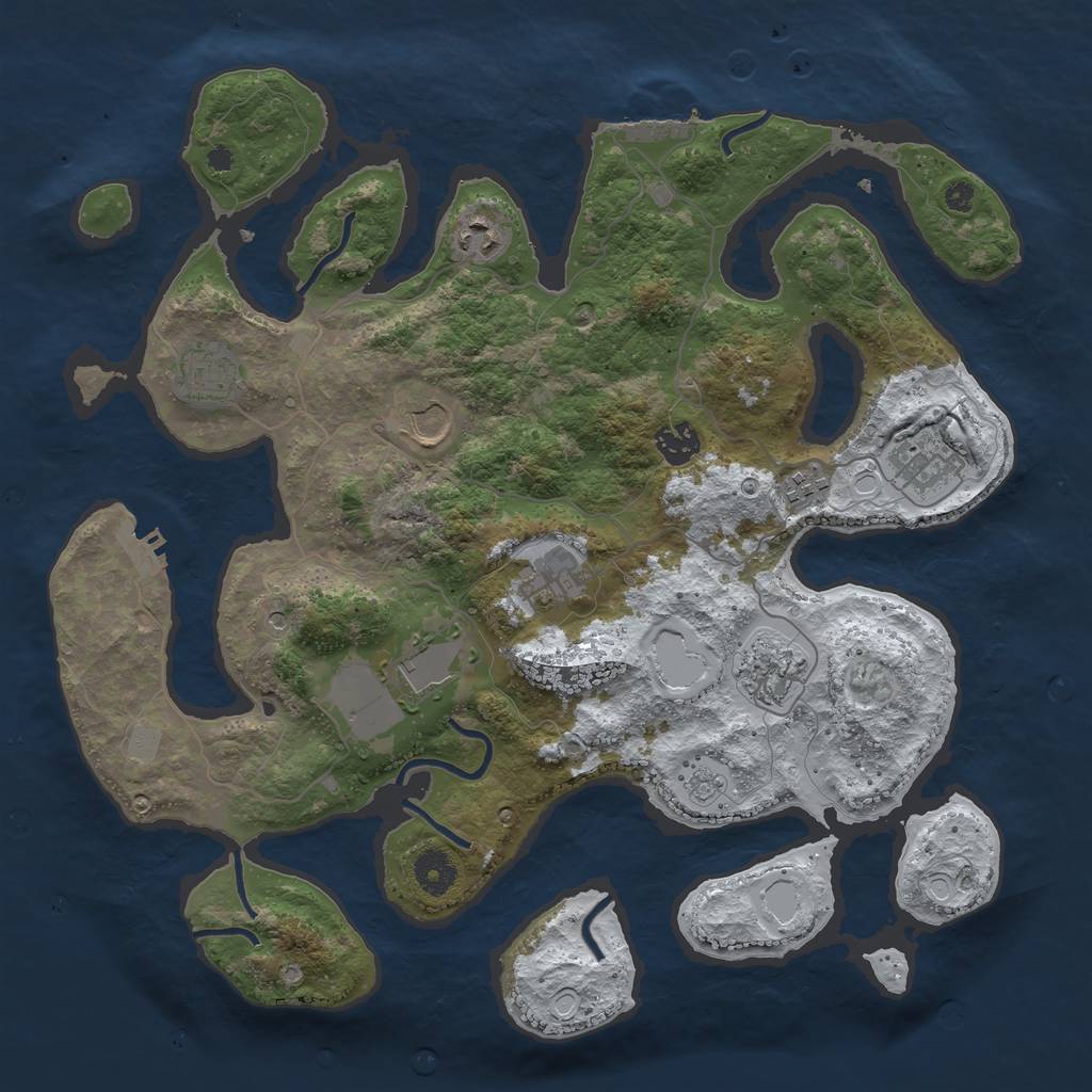 Rust Map: Procedural Map, Size: 3800, Seed: 1226661, 18 Monuments