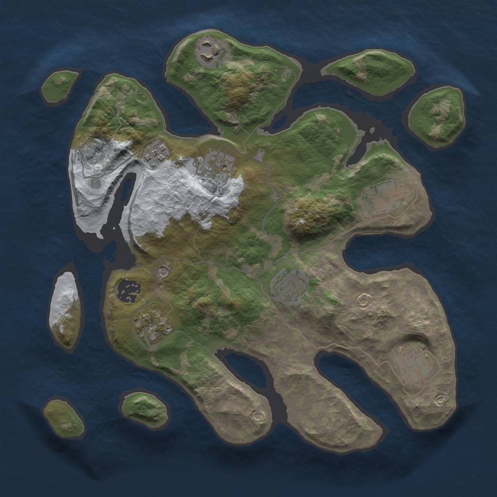 Rust Map: Barren, Size: 3200, Seed: 2, 11 Monuments