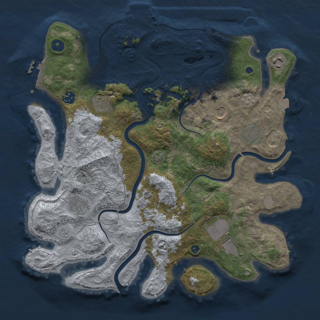 Rust Map: Procedural Map, Size: 3800, Seed: 3461495, 14 Monuments
