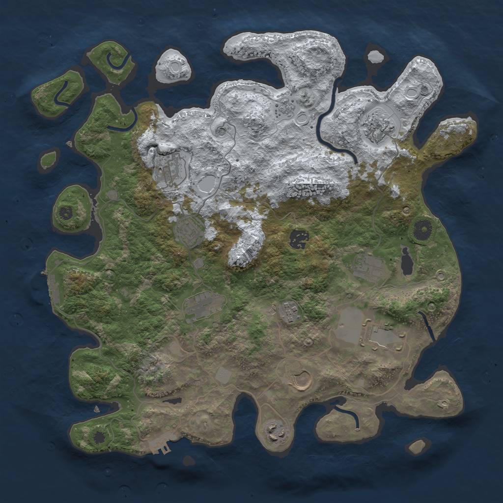 Rust Map: Procedural Map, Size: 3800, Seed: 3024544, 19 Monuments