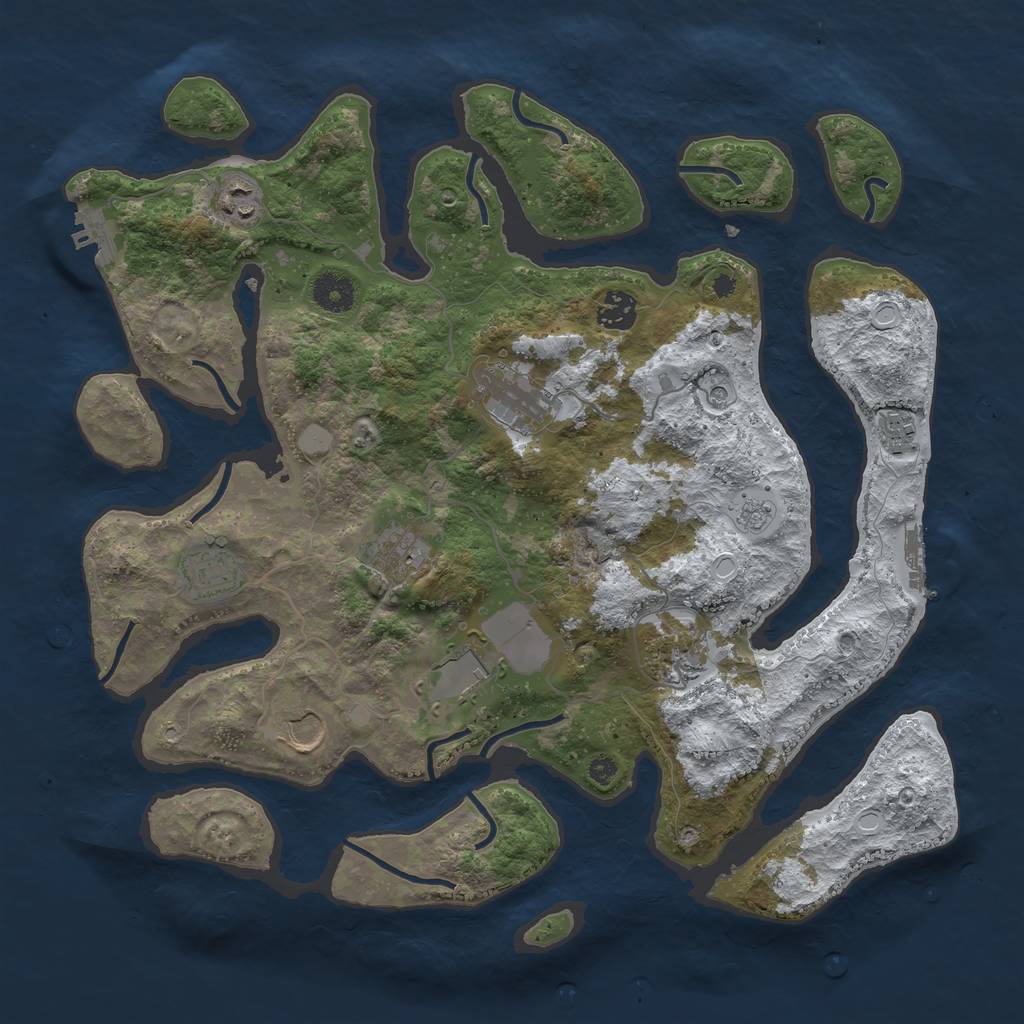 Rust Map: Procedural Map, Size: 3800, Seed: 2745055, 18 Monuments