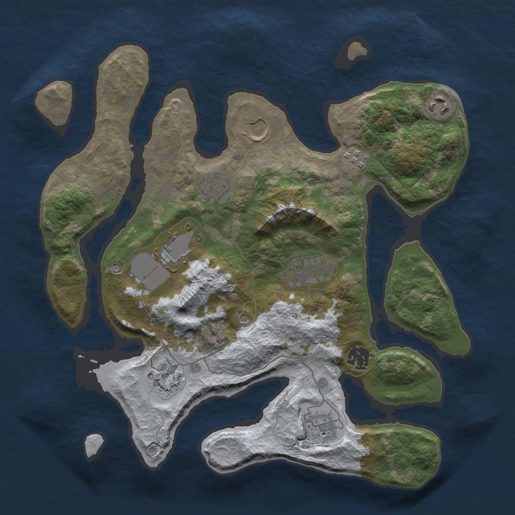 Rust Map: Barren, Size: 3500, Seed: 1194408, 12 Monuments