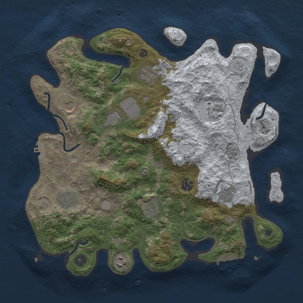 Rust Map: Procedural Map, Size: 3800, Seed: 3519793, 19 Monuments