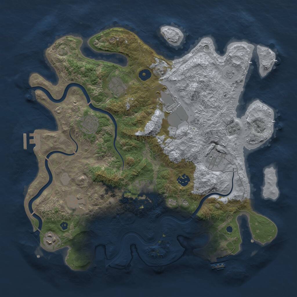 Rust Map: Procedural Map, Size: 3800, Seed: 3519793, 15 Monuments