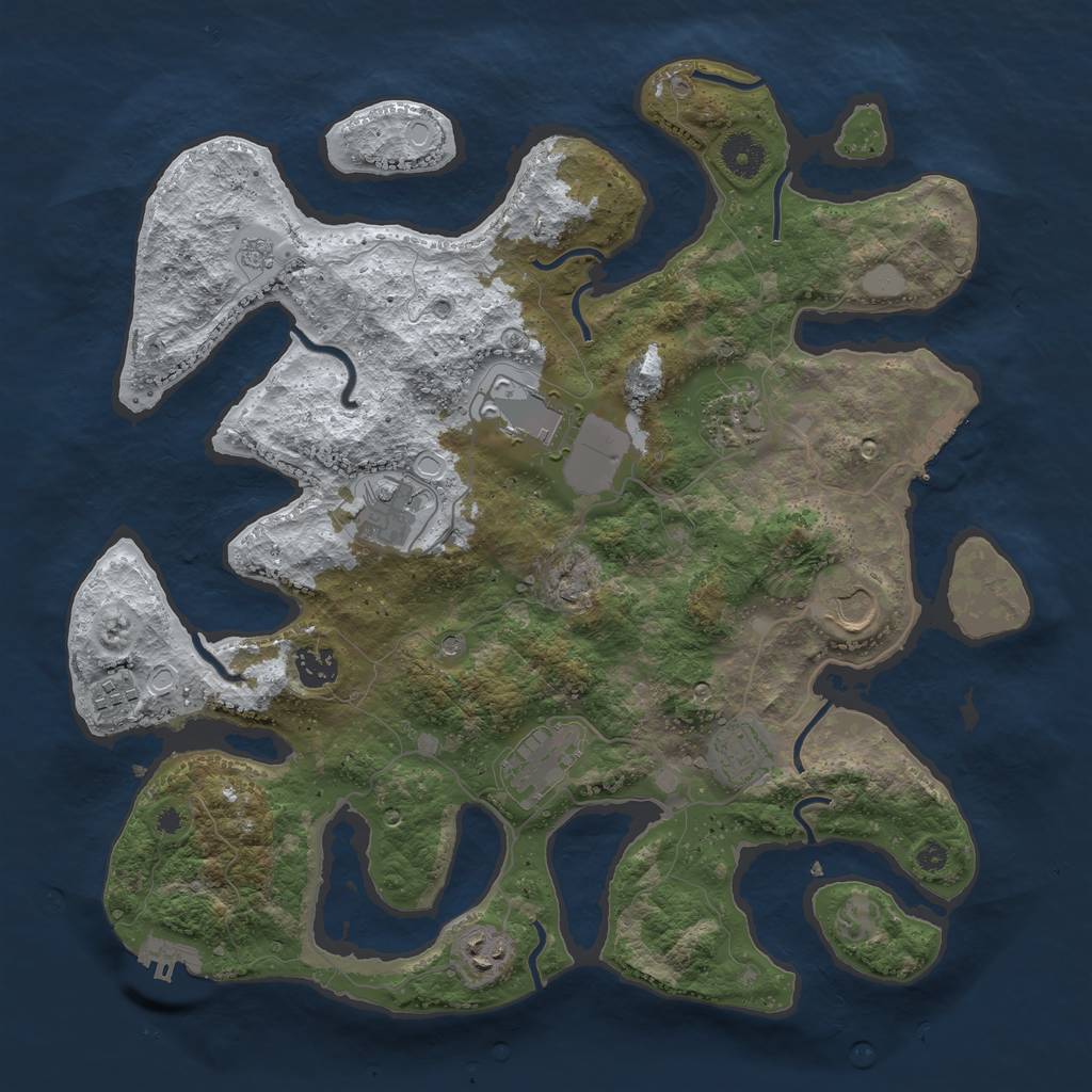 Rust Map: Procedural Map, Size: 3800, Seed: 4611745, 18 Monuments