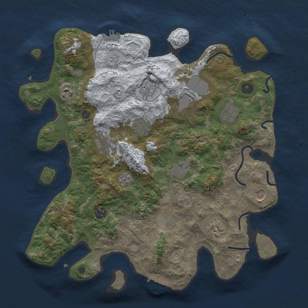 Rust Map: Procedural Map, Size: 3800, Seed: 3707454, 20 Monuments