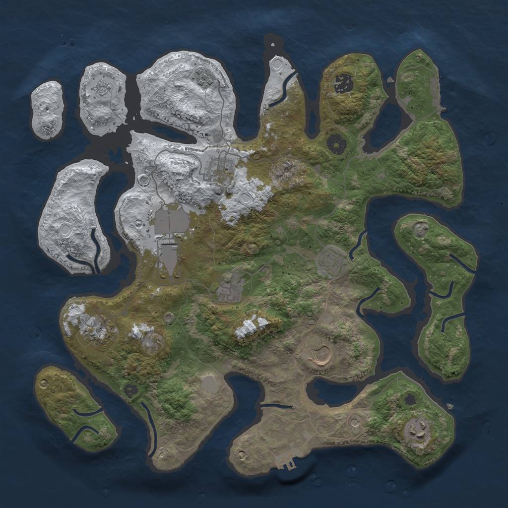 Rust Map: Procedural Map, Size: 3800, Seed: 1706609, 18 Monuments