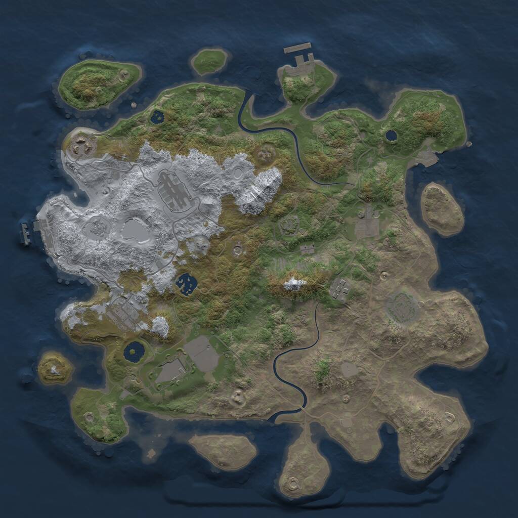 Rust Map: Procedural Map, Size: 3800, Seed: 3944691, 14 Monuments