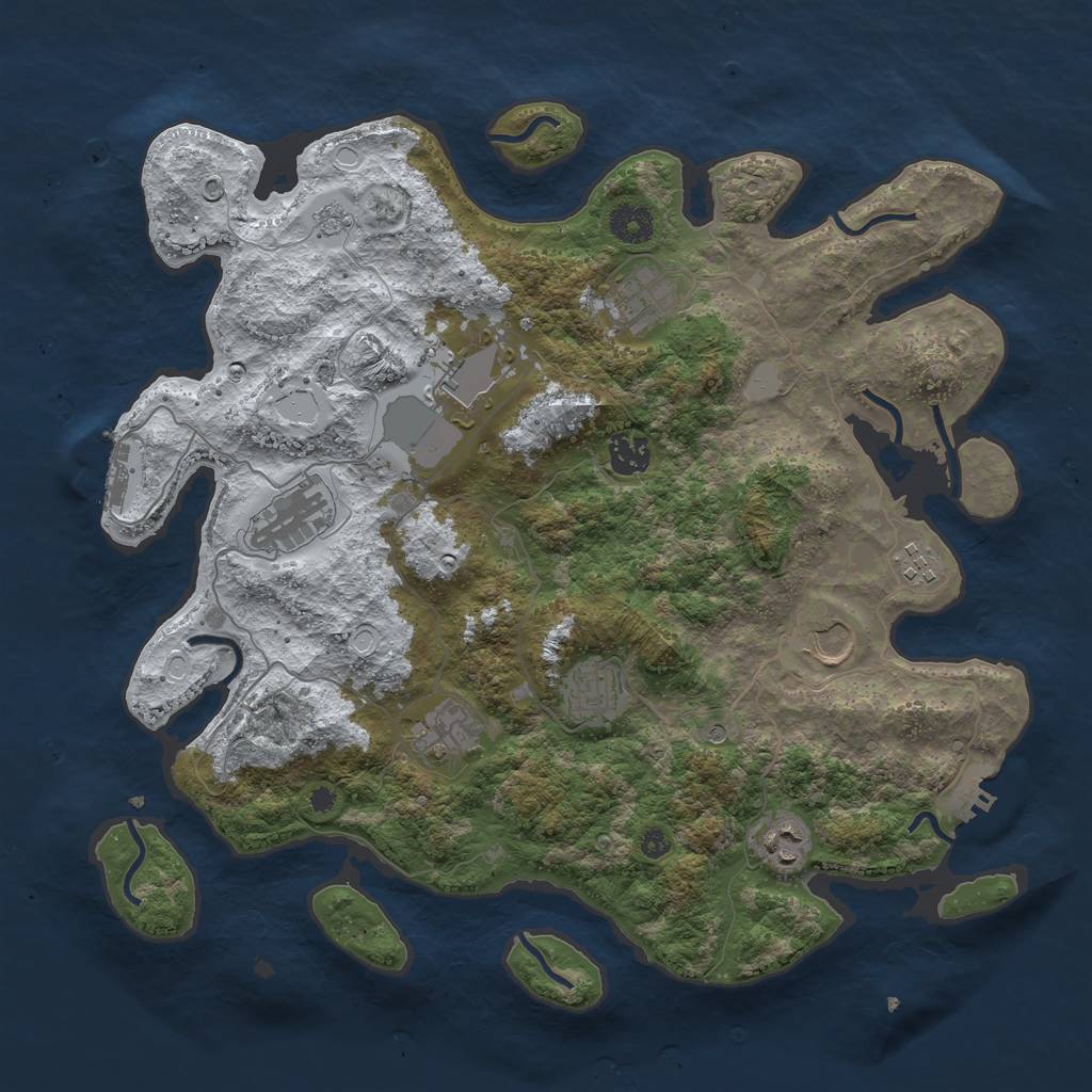 Rust Map: Procedural Map, Size: 3800, Seed: 1762000, 18 Monuments