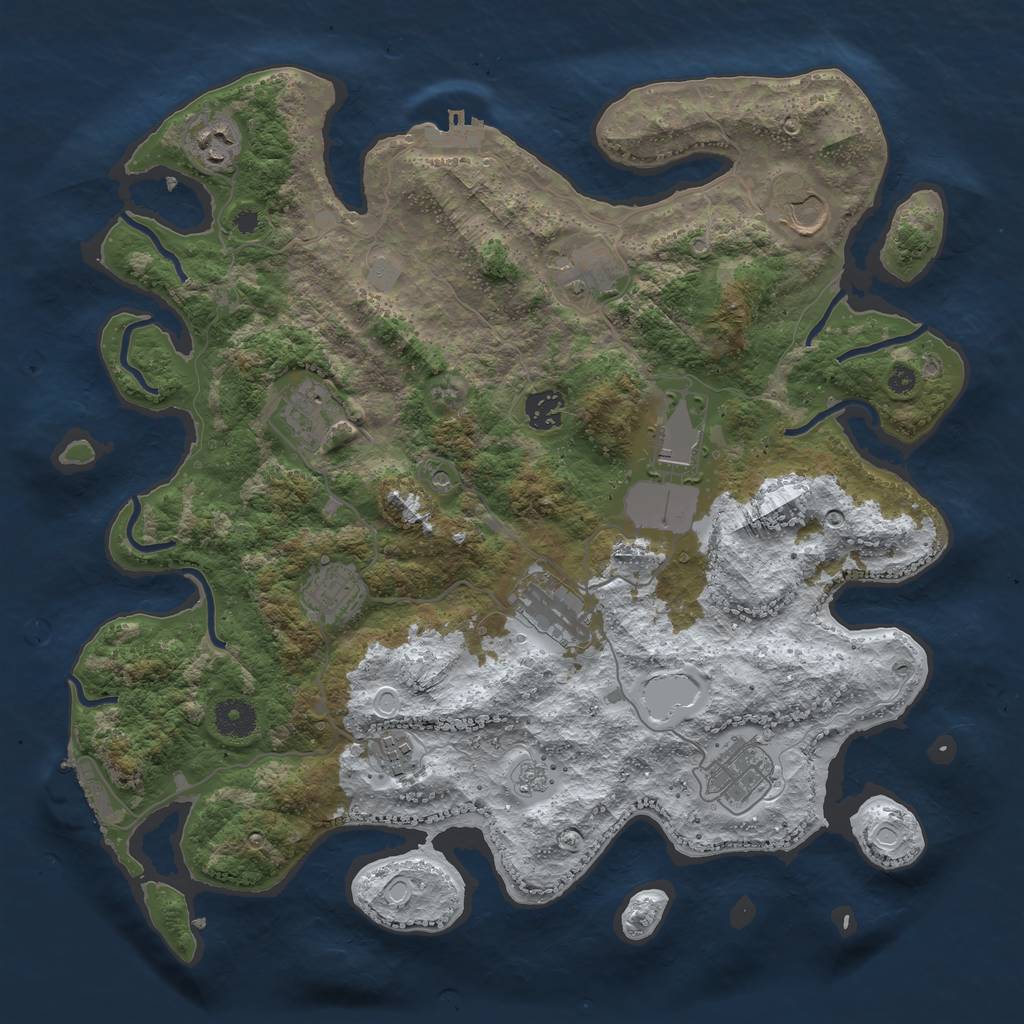 Rust Map: Procedural Map, Size: 3800, Seed: 1927559, 19 Monuments