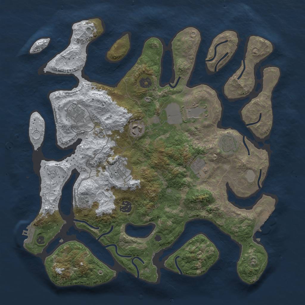 Rust Map: Procedural Map, Size: 3800, Seed: 2421497, 17 Monuments