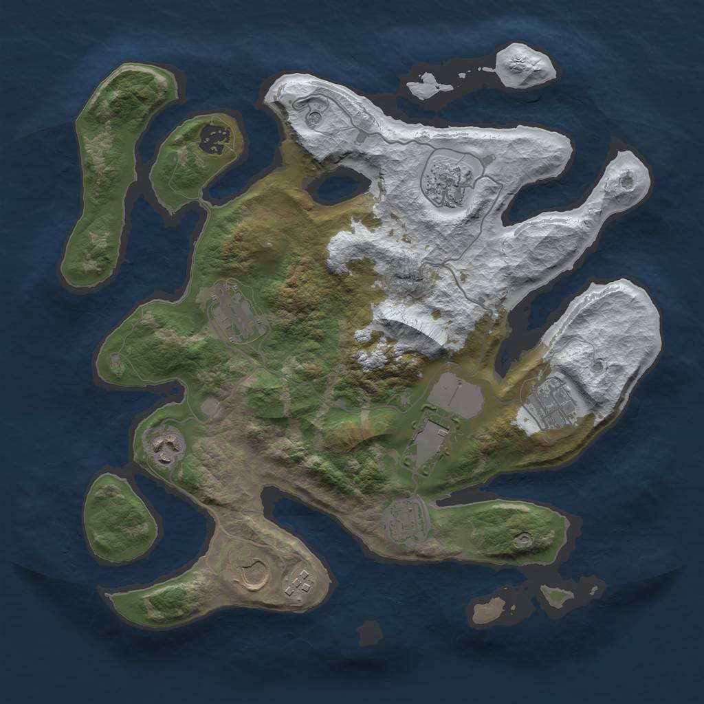 Rust Map: Barren, Size: 3500, Seed: 1532435, 12 Monuments
