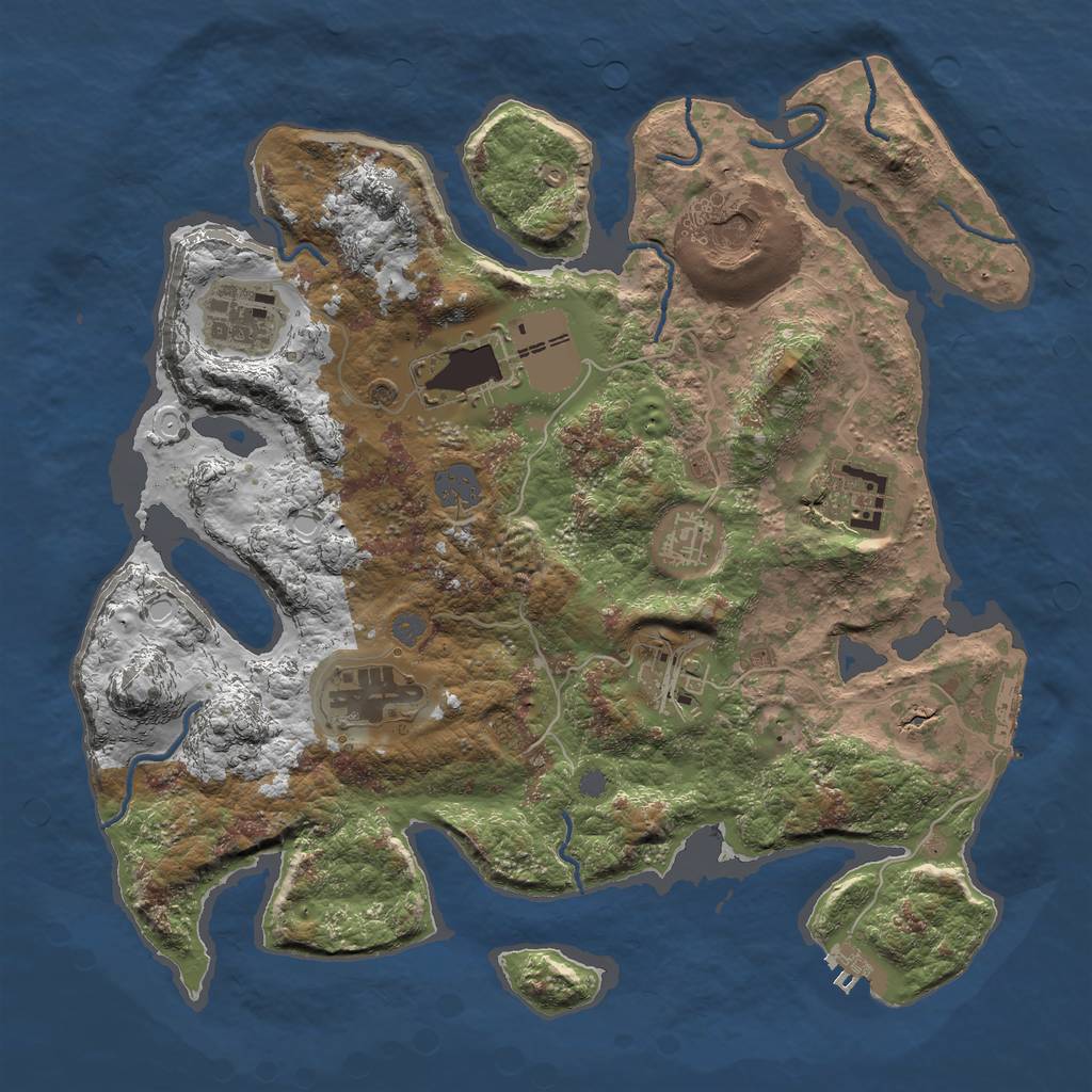 Rust Map: Procedural Map, Size: 3500, Seed: 200, 14 Monuments