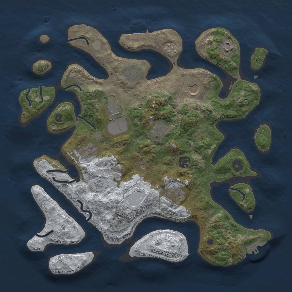 Rust Map: Procedural Map, Size: 3800, Seed: 51192, 18 Monuments