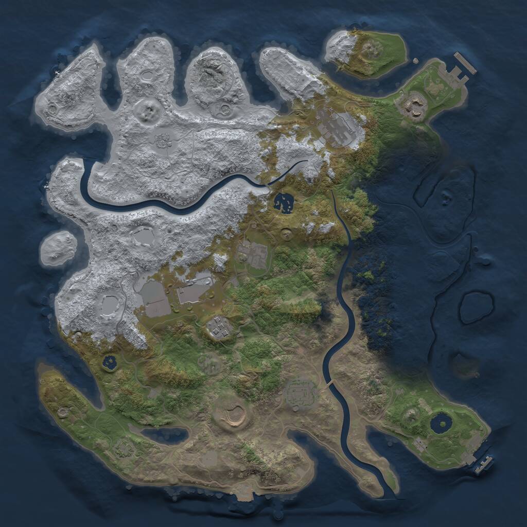 Rust Map: Procedural Map, Size: 3800, Seed: 2476685, 14 Monuments
