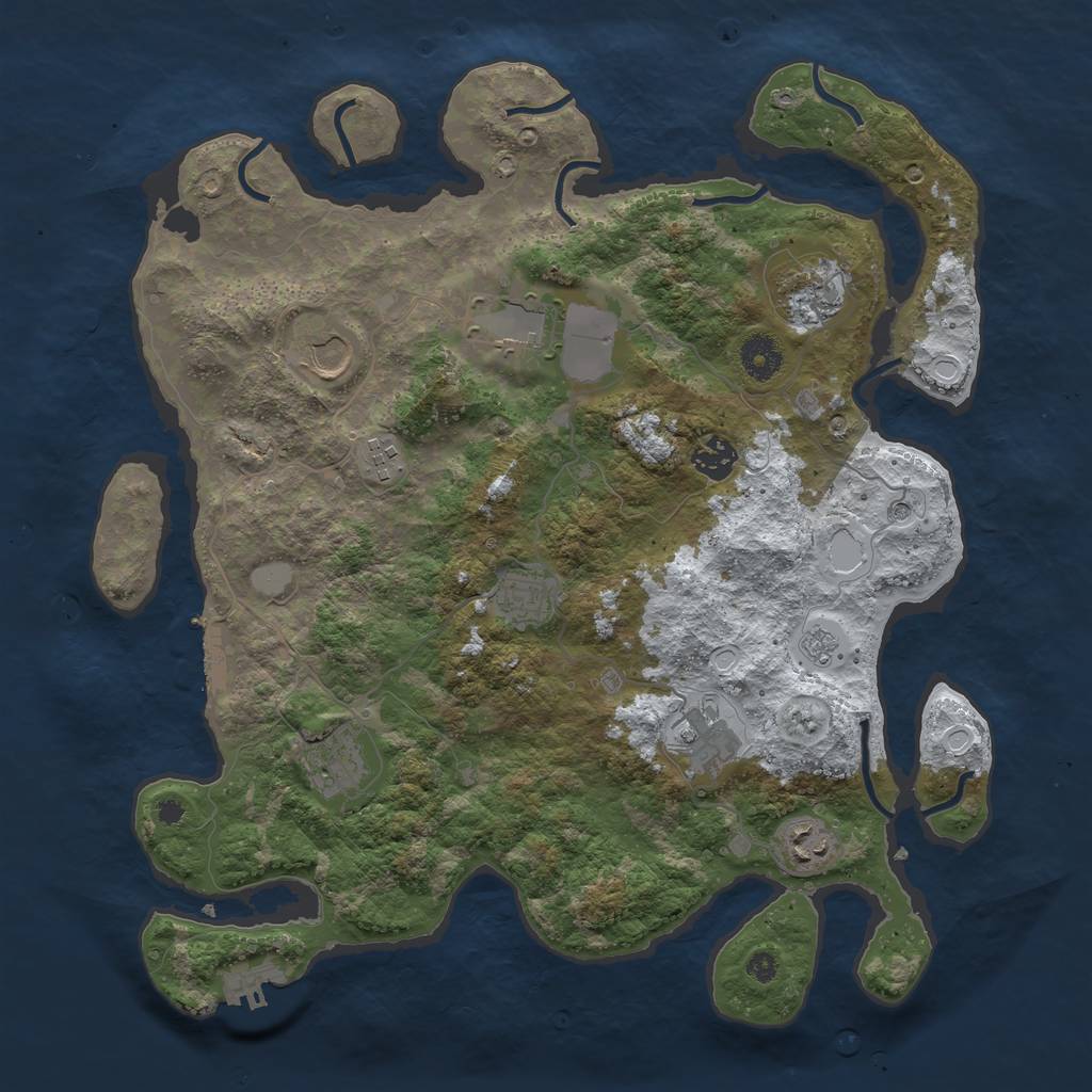 Rust Map: Procedural Map, Size: 3800, Seed: 1106521, 18 Monuments